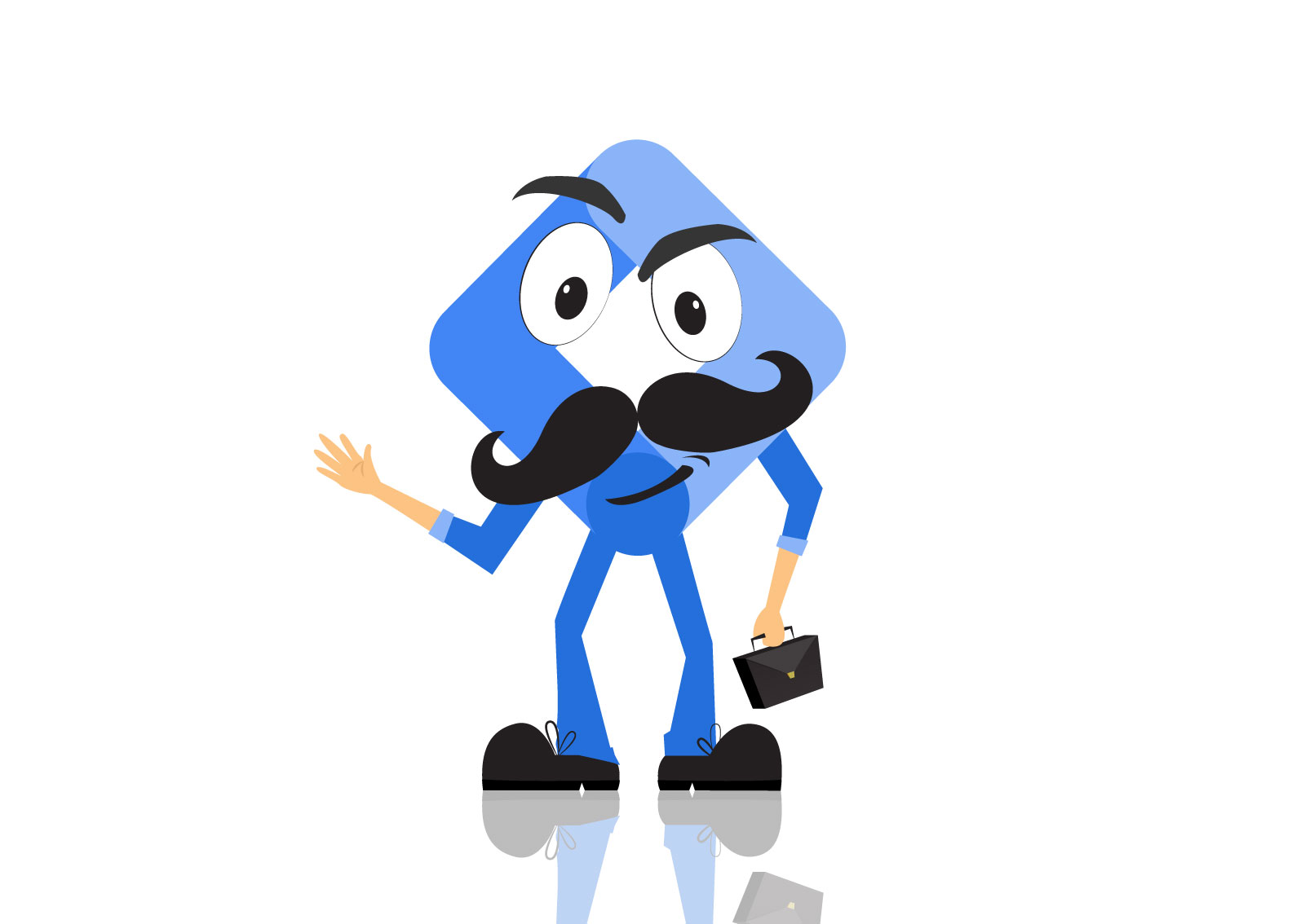 Ilustracija Google Tag Manager logotipa kao radnika sa alatom